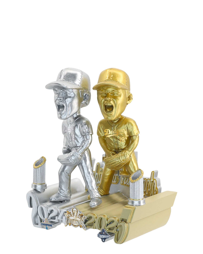 Yoshinobu Yamamoto Los Angeles Dodgers 2025 Back To Back World Series Champions Then And Now Bobblehead
