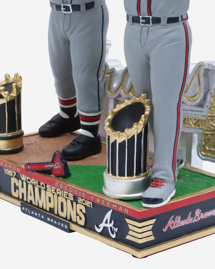Hank Aaron & Freddie Freeman Atlanta Braves 1957 & 2021 World Series Champions Dual Bobblehead FOCO - FOCO.com