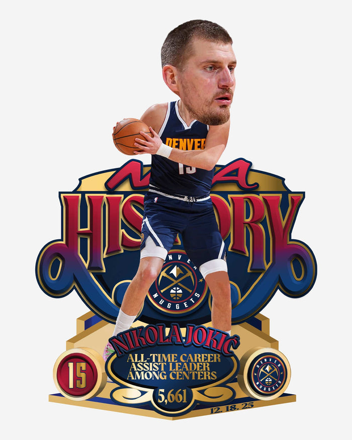 Nikola Jokic Denver Nuggets NBA History All-Time Career Assist Leader Among Centers Bobblehead