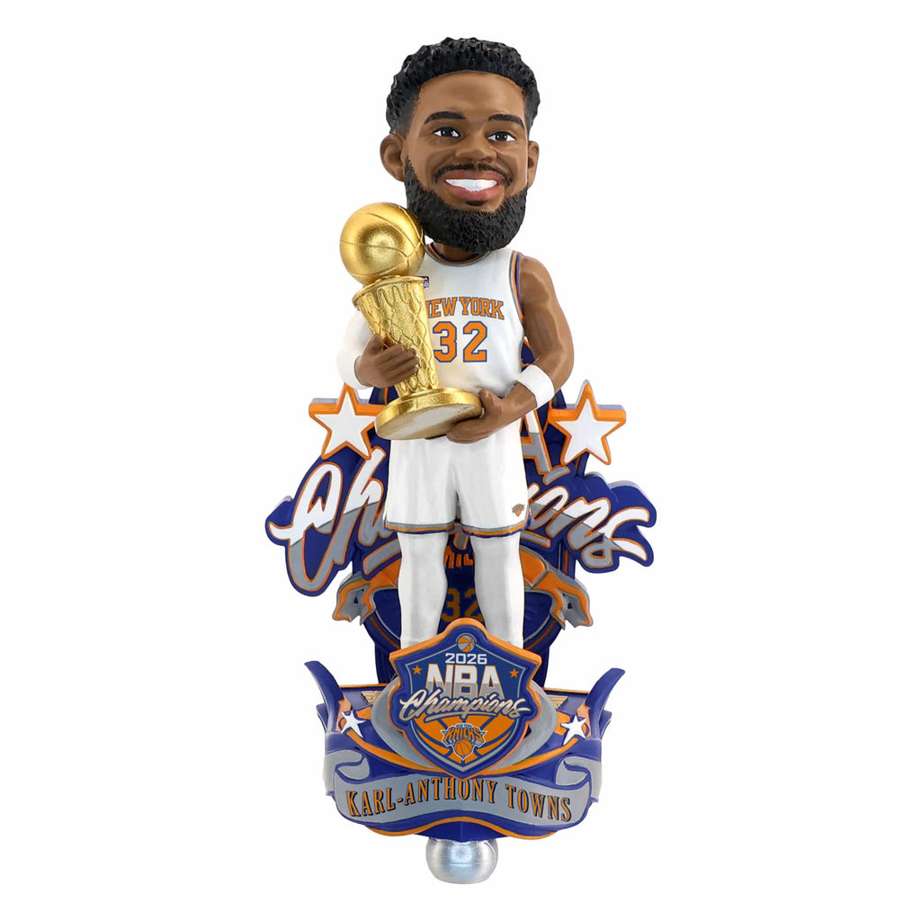 Karl-Anthony Towns New York Knicks 2026 NBA Champions Celebration Bobblehead FOCO - FOCO.com