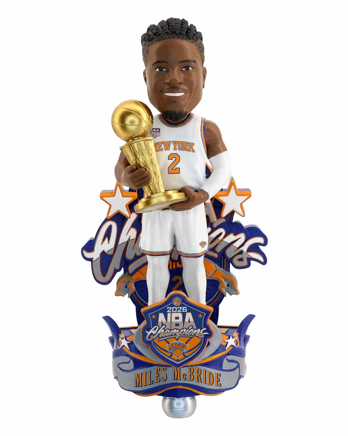 Miles McBride New York Knicks 2026 NBA Champions Celebration Bobblehead FOCO - FOCO.com