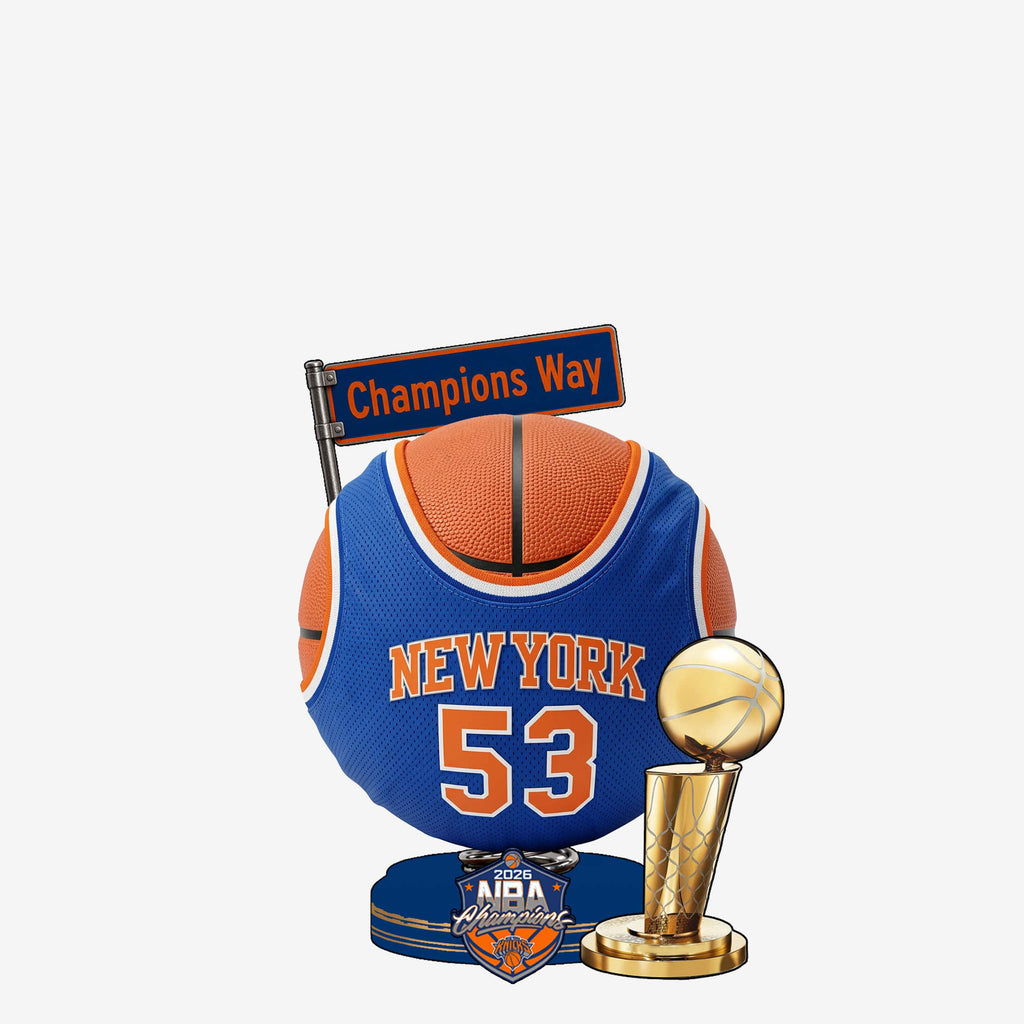New York Knicks 2026 NBA Champions Blue Jersey Basketball Bobble FOCO - FOCO.com