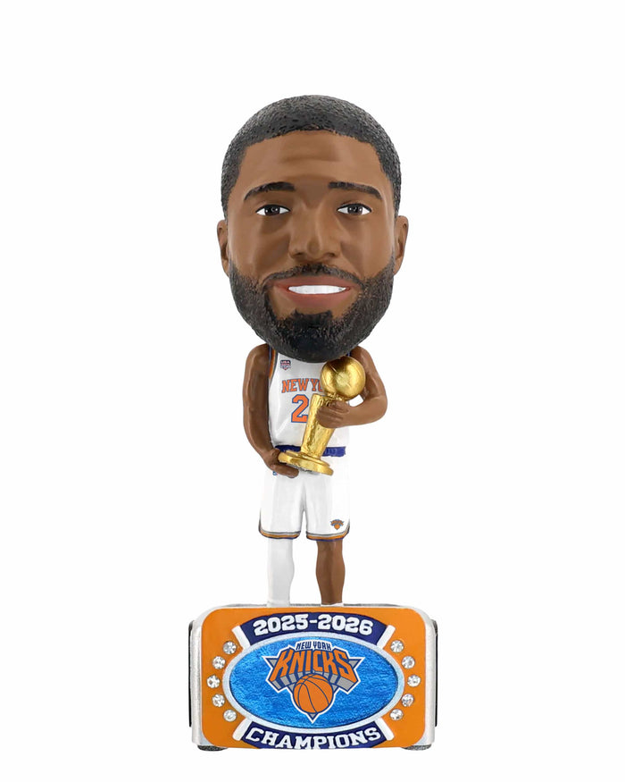 Mikal Bridges New York Knicks 2026 NBA Champions 6.5 in Ring Base Medium Bighead Bobblehead FOCO - FOCO.com