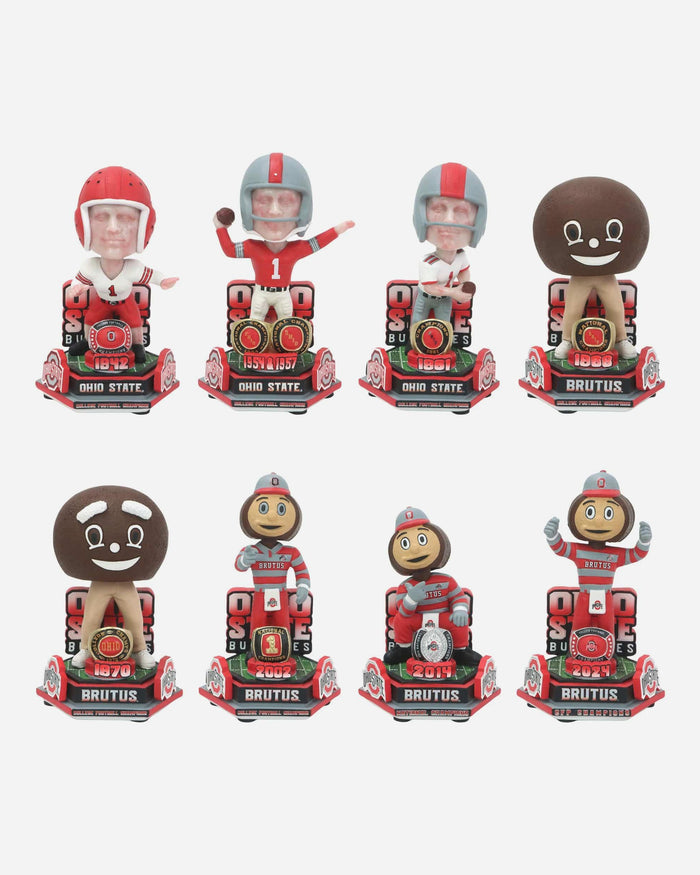 Brutus Buckeye Ohio State Buckeyes 2024 Football National Champions Decades of Excellence Mascot Mini Bobblehead Boxed Set FOCO - FOCO.com