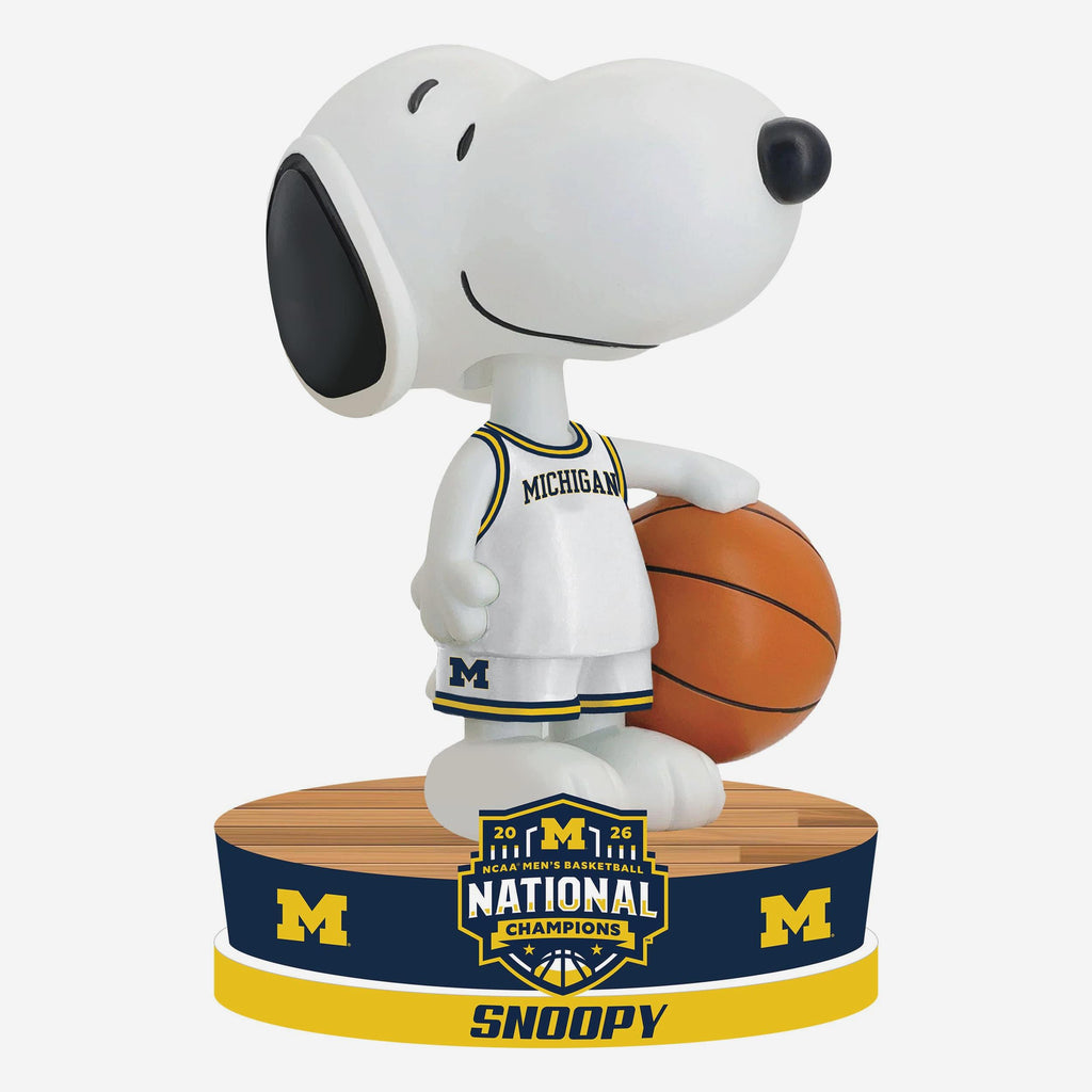 Michigan Wolverines Snoopy Peanuts 2026 Men's College Basketball National Champions Mini Bobblehead FOCO - FOCO.com