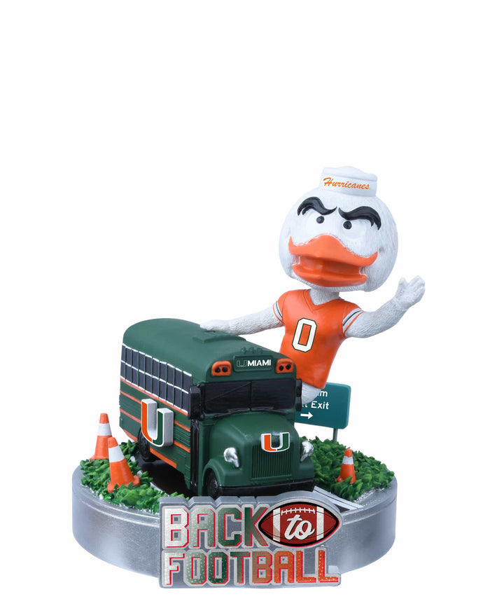 Sebastian the Ibis Miami Hurricanes Back to Football Bus Mascot Mini Bobblehead