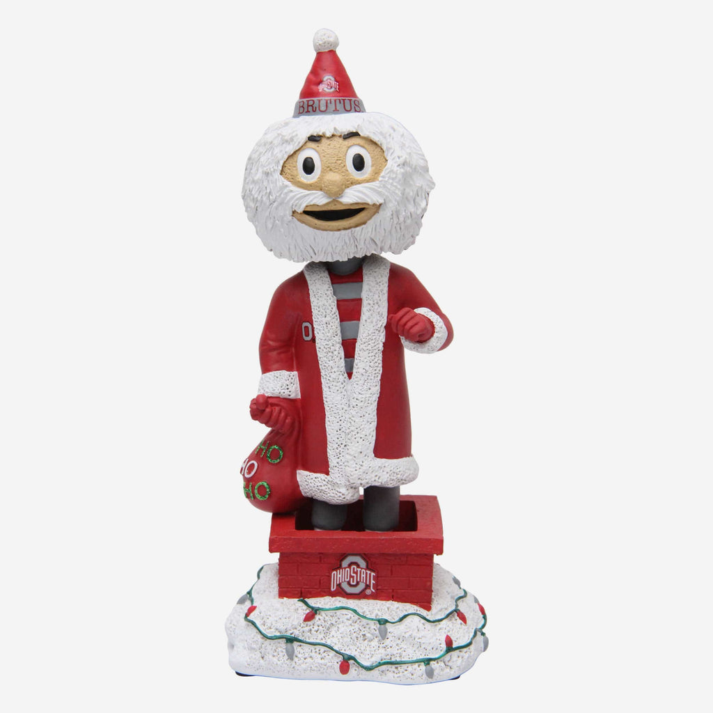 Brutus Buckeye Ohio State Buckeyes Santa Mascot Bobblehead FOCO - FOCO.com