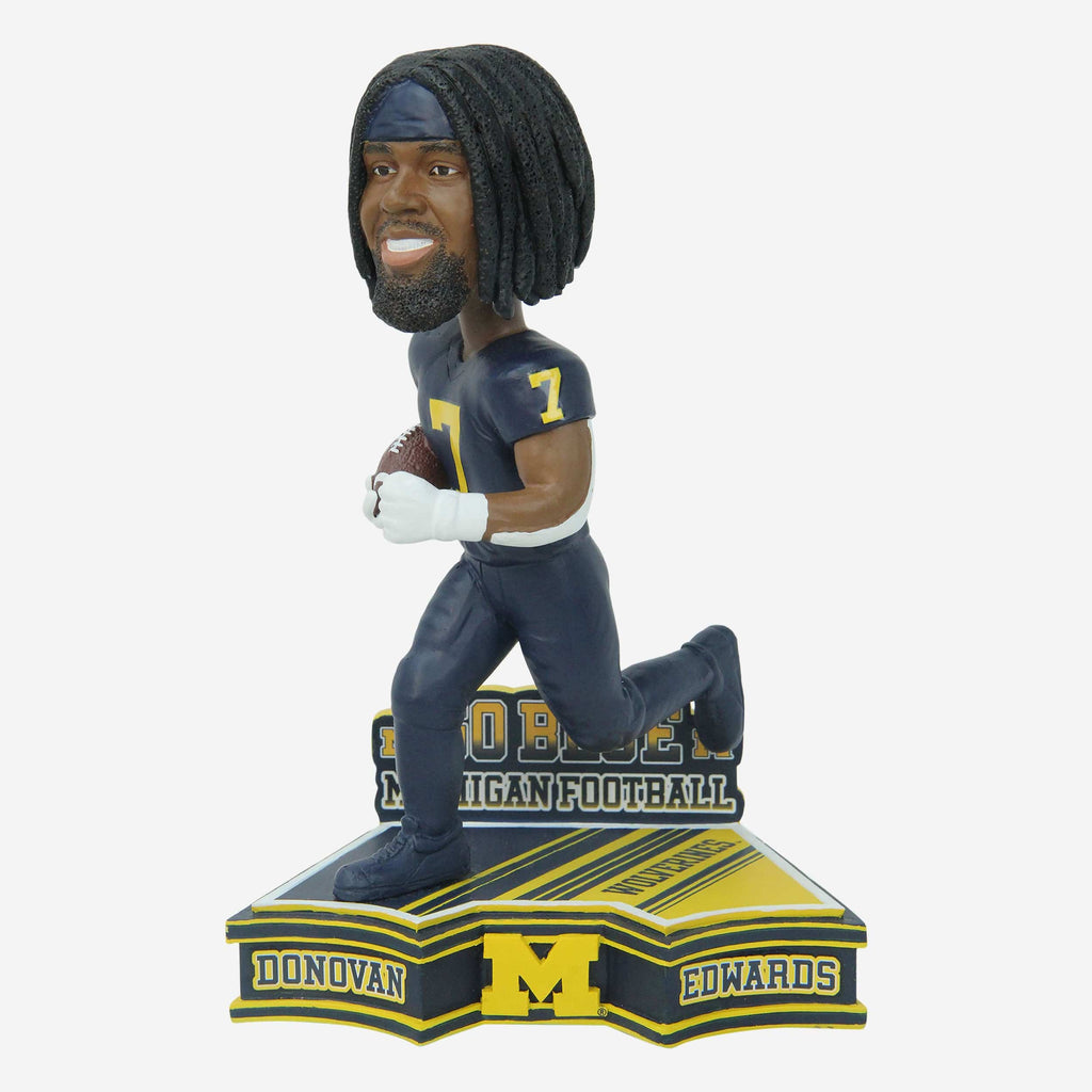 Donovan Edwards Michigan Wolverines 2023 Football Blue Uniform Student Athlete Bobblehead FOCO - FOCO.com