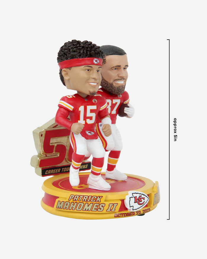 Patrick Mahomes & Travis Kelce Kansas City Chiefs 50th Touchdown Connection Dual Bobblehead FOCO - FOCO.com