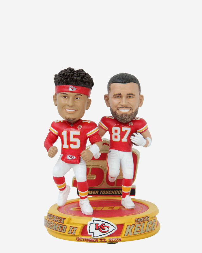 Patrick Mahomes & Travis Kelce Kansas City Chiefs 50th Touchdown Connection Dual Bobblehead FOCO - FOCO.com