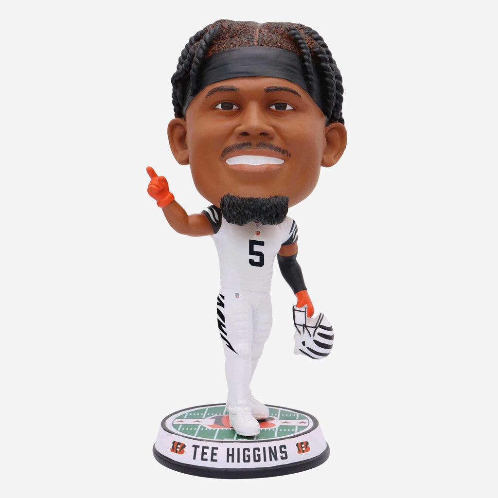 Tee Higgins Cincinnati Bengals White Tiger Stripe Uniform Field Stripe Bighead Bobblehead FOCO - FOCO.com