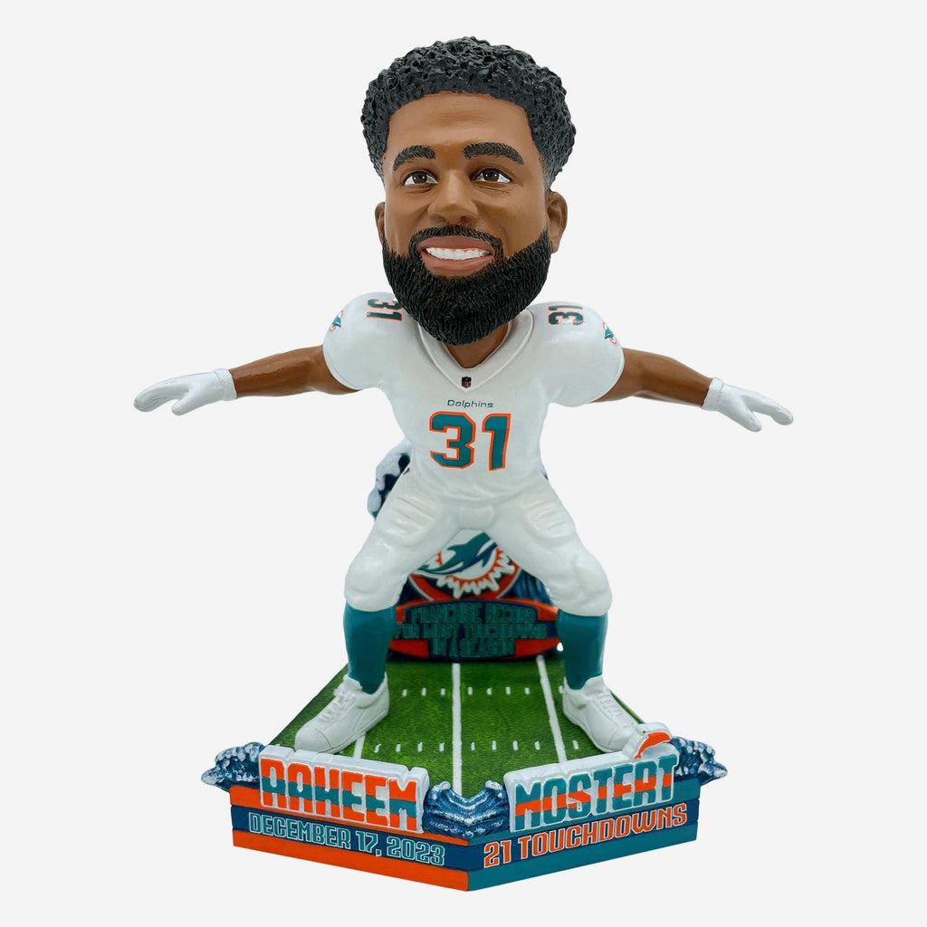 Raheem Mostert Miami Dolphins Franchise Single Season Touchdown Record Bobblehead FOCO - FOCO.com
