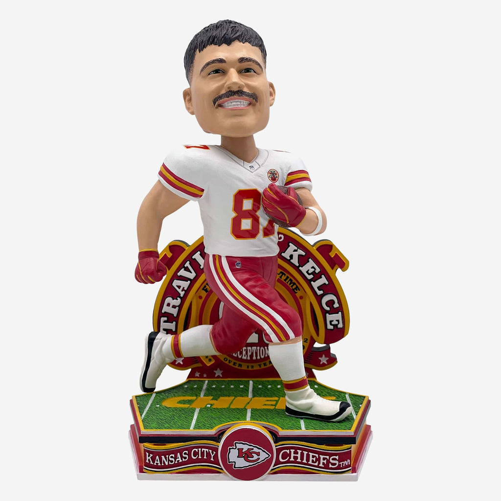 Travis Kelce Kansas City Chiefs All-Time Franchise Reception Leader Bobblehead FOCO - FOCO.com