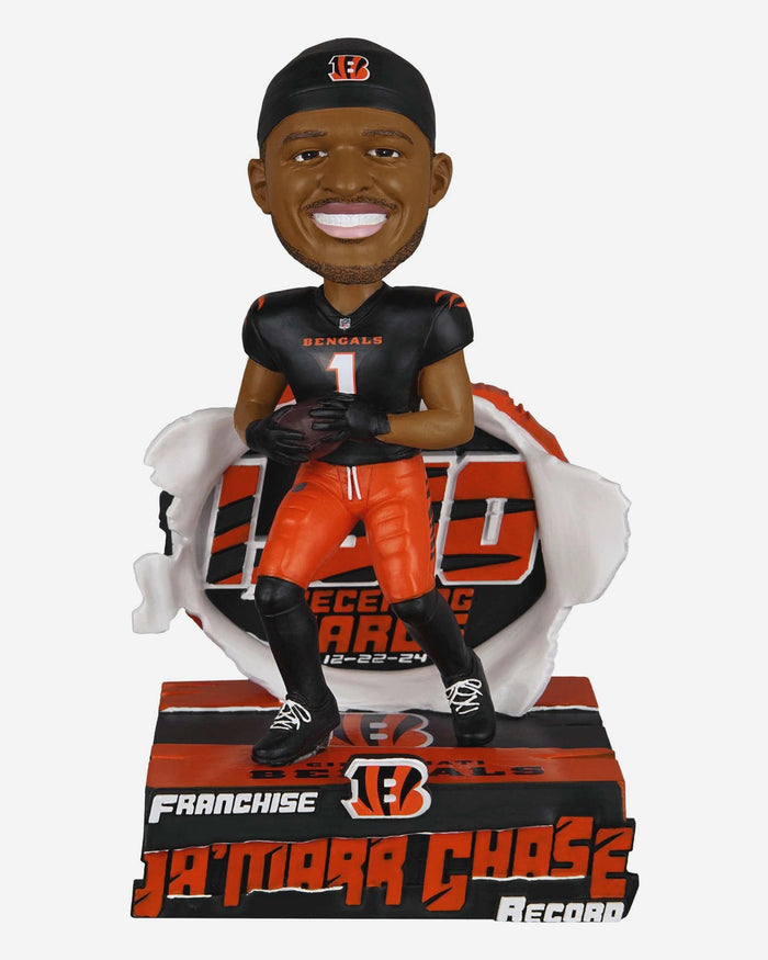 Ja'Marr Chase Cincinnati Bengals Franchise Receiving Record Bobblehead FOCO - FOCO.com