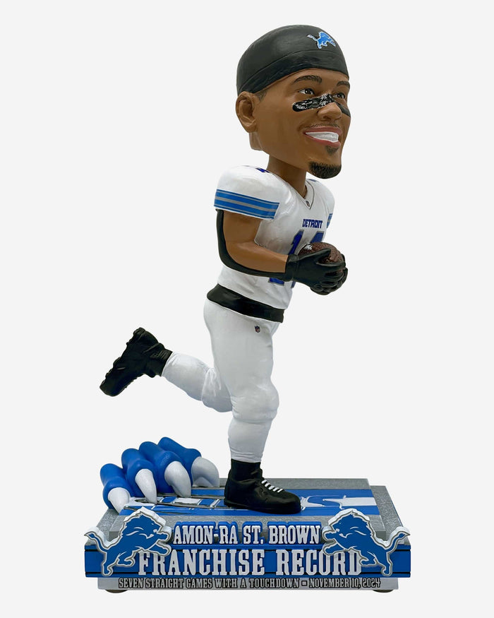 Amon-Ra St Brown Detroit Lions Consecutive Franchise Touchdown Games Record Bobblehead FOCO - FOCO.com