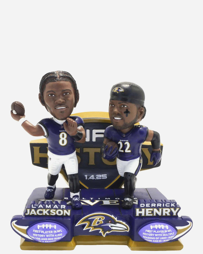 Derrick Henry & Lamar Jackson Baltimore Ravens History Makers Dual Bobblehead FOCO - FOCO.com