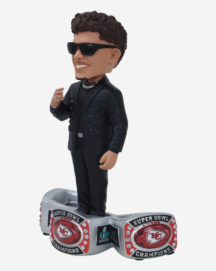Patrick Mahomes Kansas City Chiefs Ring Ceremony Triple Ring Base Bobblehead FOCO - FOCO.com