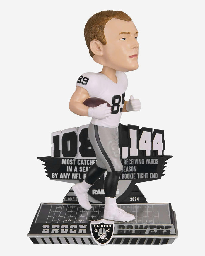 Brock Bowers Las Vegas Raiders Rookie Receiving Yards & Receptions Double Record Bobblehead FOCO - FOCO.com