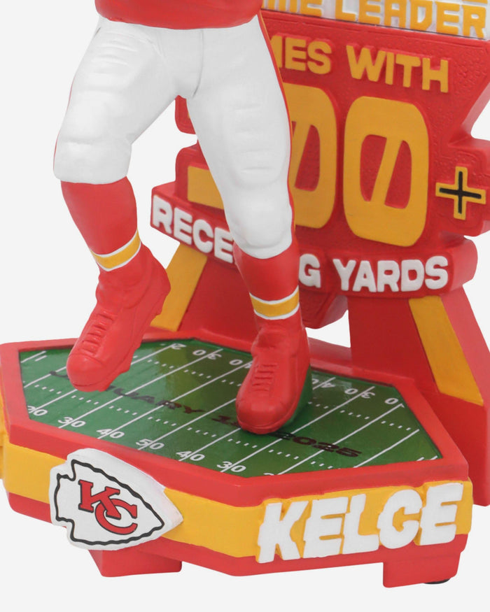 Travis Kelce Kansas City Chiefs 2024 NFL Playoffs 100+ Receiving Yards Record Bobblehead FOCO - FOCO.com