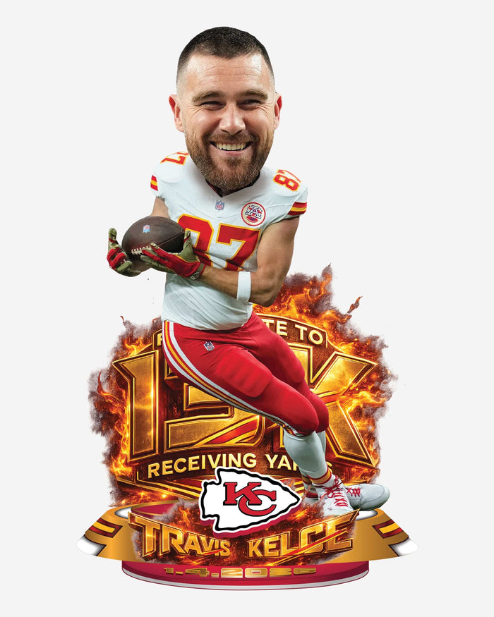 Travis Kelce Kansas City Chiefs Fastest 13,000 Receiving Yards Tight End Record Bobblehead FOCO - FOCO.com