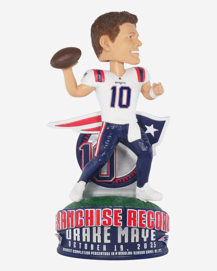 Drake Maye New England Patriots Highest Single-Game Completion Franchise Record Bobblehead FOCO - FOCO.com