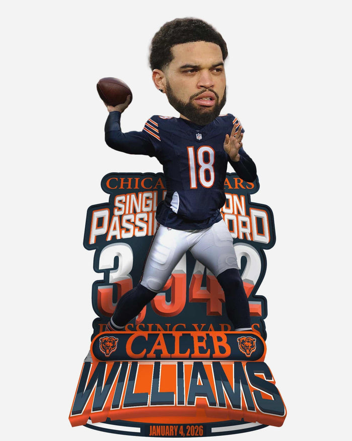 Caleb Williams Chicago Bears Franchise Single Season Passing Yards Record Bobblehead FOCO - FOCO.com