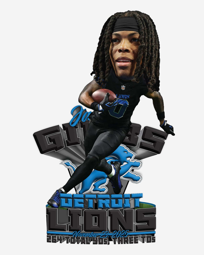 Jahmyr Gibbs Detroit Lions 3 Touchdowns & 264 Scrimmage Yards Gamebreaker Bobblehead FOCO - FOCO.com