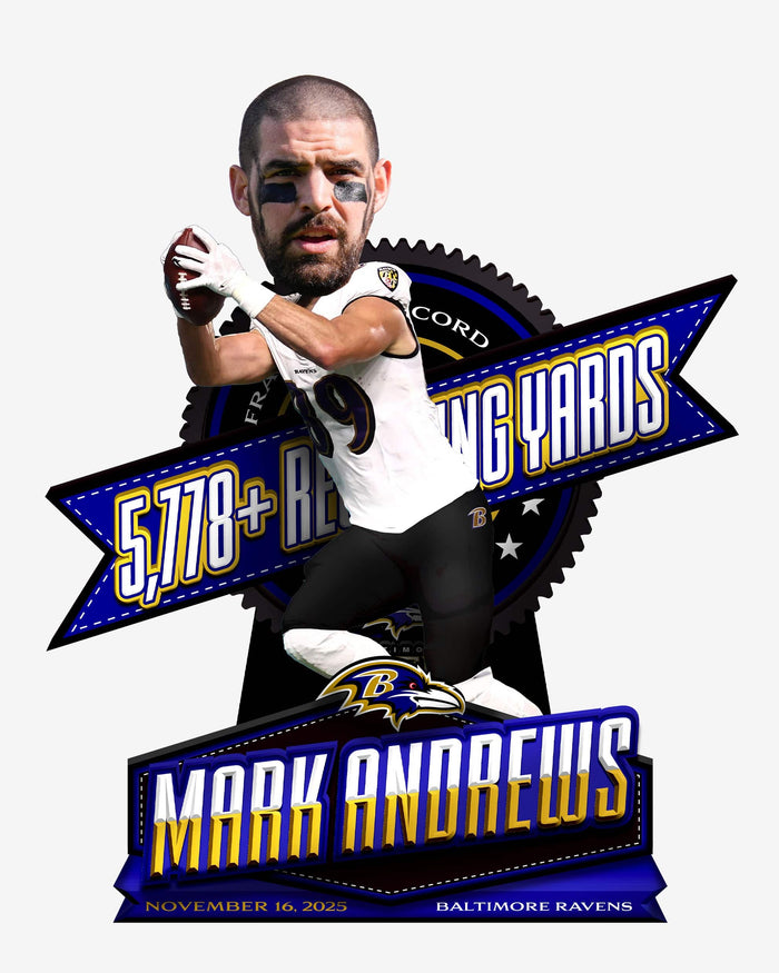 Mark Andrews Baltimore Ravens Most Receiving Yards In Franchise History Bobblehead FOCO - FOCO.com