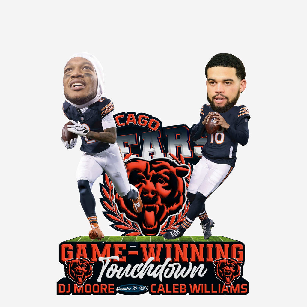 Caleb Williams and DJ Moore Chicago Bears Overtime Winning Touchdown Mini Bobblehead Scene FOCO - FOCO.com