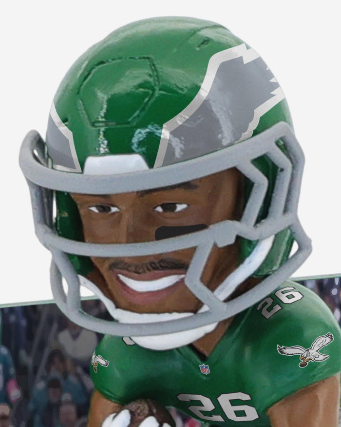 Saquon Barkley Philadelphia Eagles Reverse Hurdle Mini Bobblehead Scene FOCO - FOCO.com