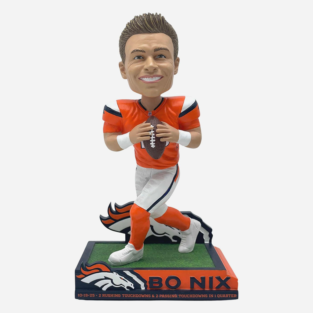 Bo Nix Denver Broncos 2 Rushing & 2 Passing Touchdowns in One Quarter Bobblehead FOCO - FOCO.com