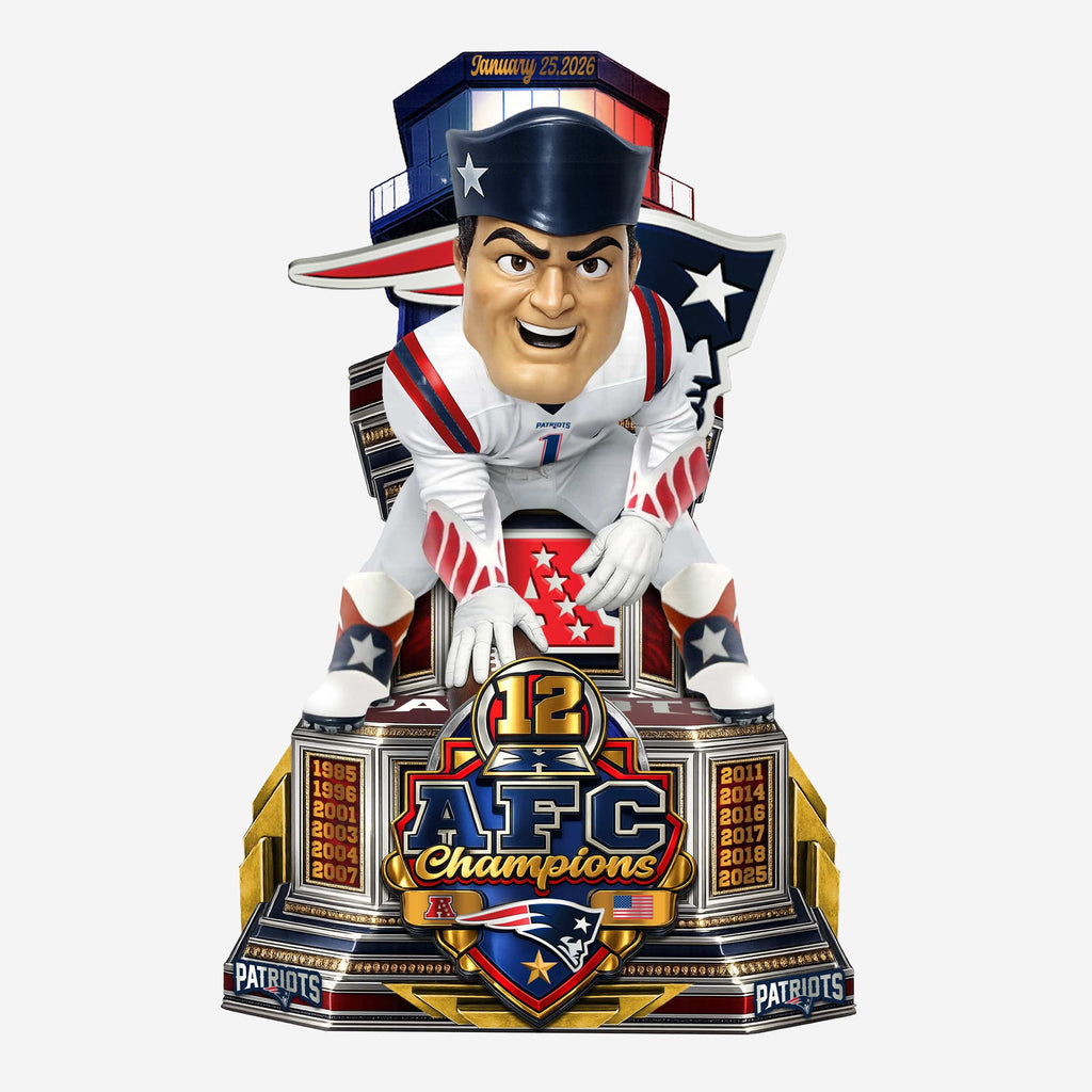 Pat Patriot New England Patriots 12X AFC Champions Mascot Bobblehead FOCO - FOCO.com