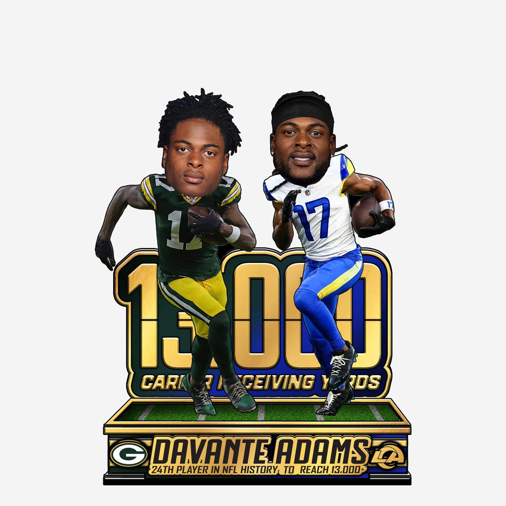Davante Adams Los Angeles Rams & Green Bay Packers 13,000 Career Receiving Yards Dual Mini Bobblehead