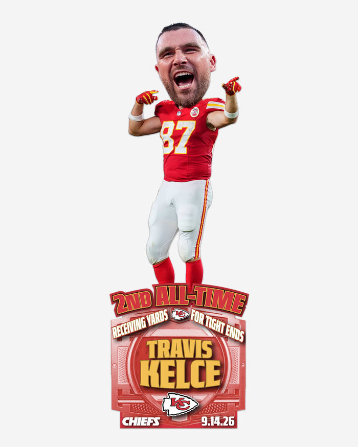 Travis Kelce Kansas City Chiefs Second All-Time Tight End Receiving Yards Bobblehead FOCO - FOCO.com