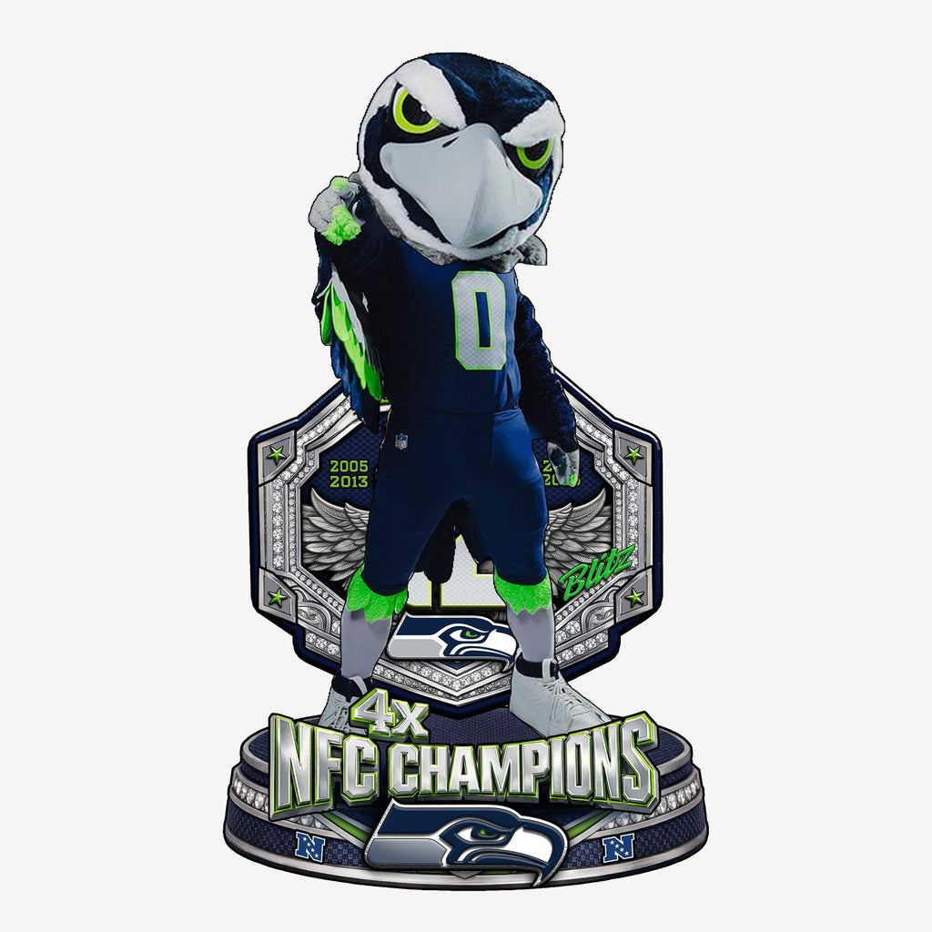 Blitz Seattle Seahawks 4X NFC Champions Mascot Bobblehead FOCO - FOCO.com