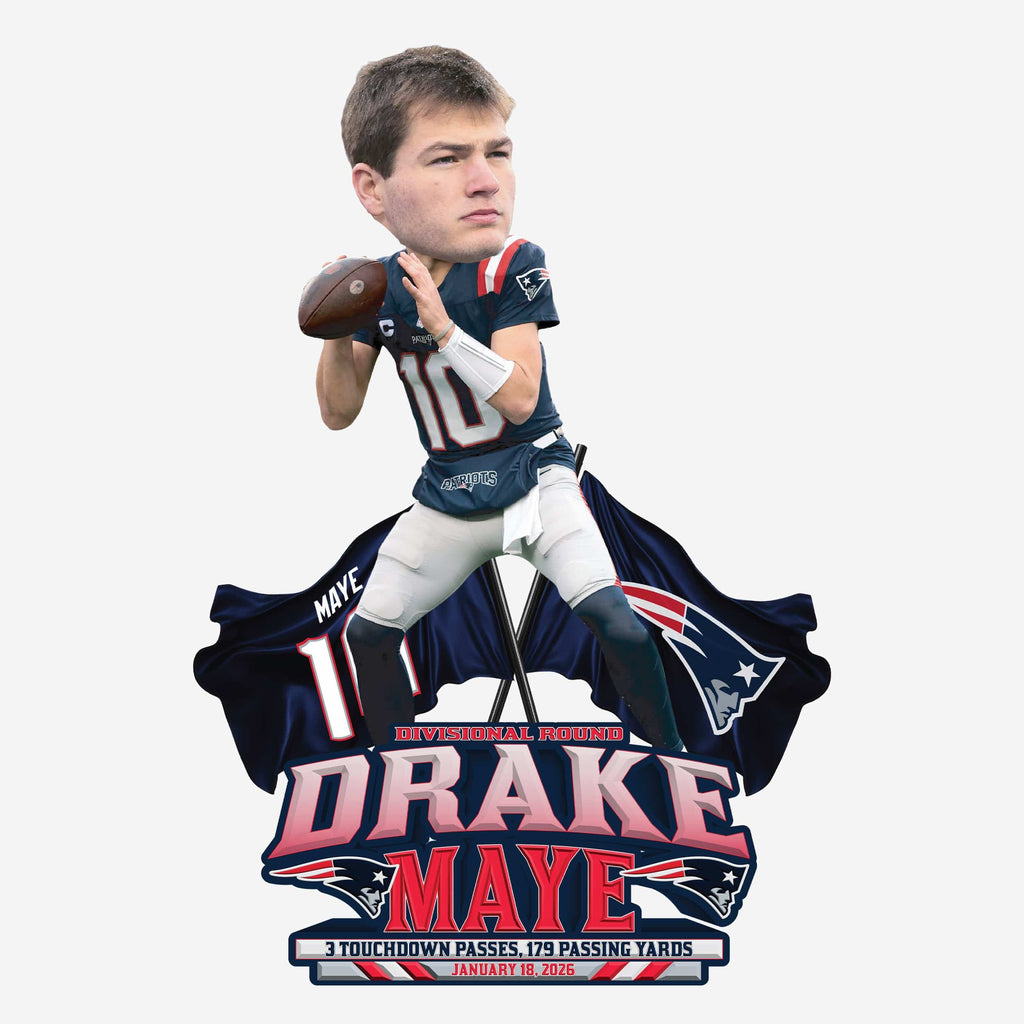 Drake Maye New England Patriots Divisional Round Gamebreaker Bobblehead FOCO - FOCO.com