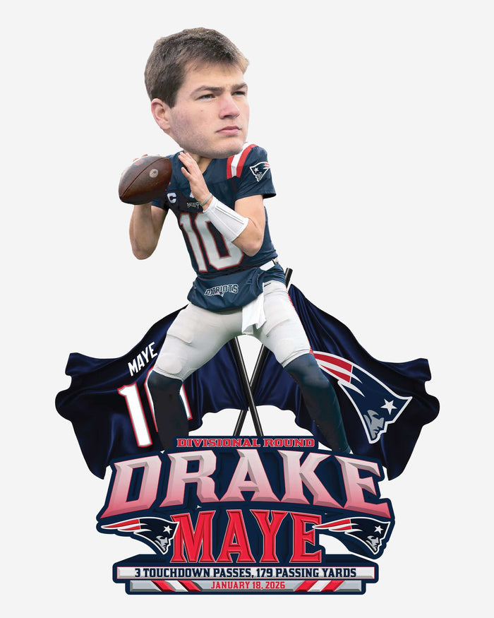 Drake Maye New England Patriots Divisional Round Gamebreaker Bobblehead FOCO - FOCO.com