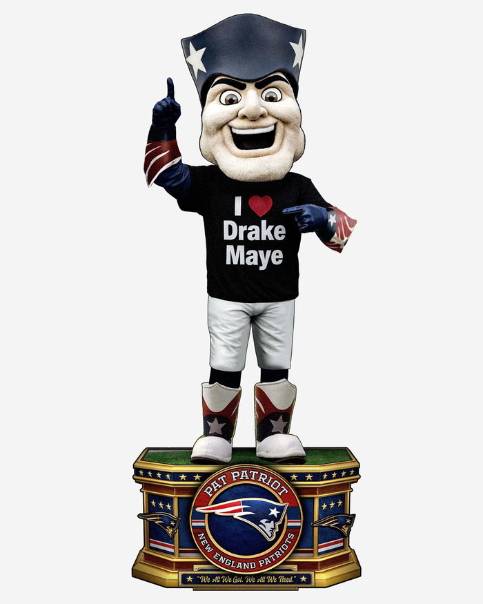 Pat the Patriot New England Patriots I Love Drake Maye Mascot Bobblehead