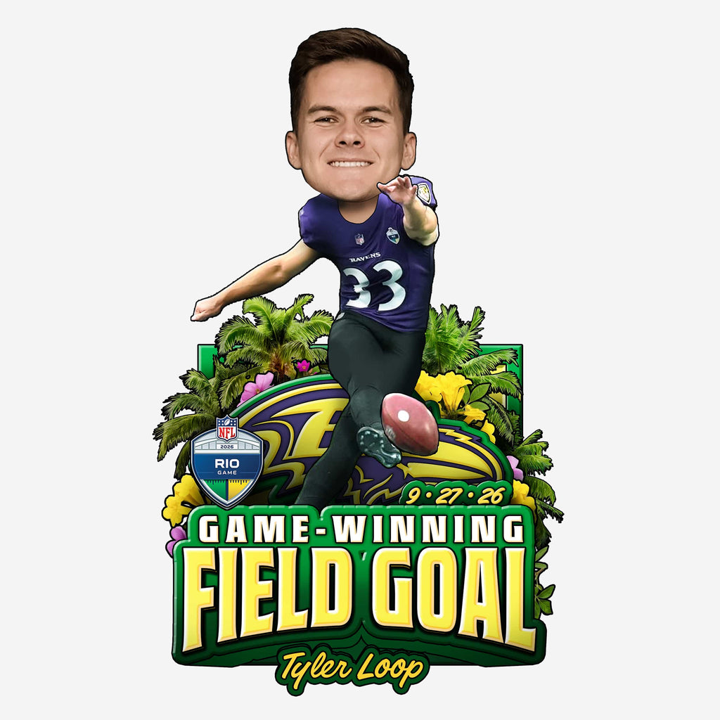 Tyler Loop Baltimore Ravens Game Winning Field Goal 2026 NFL International Game Bobblehead FOCO - FOCO.com