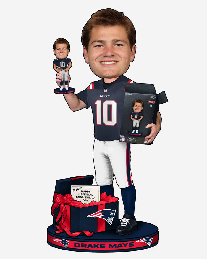 Drake Maye New England Patriots National Bobblehead Day Bobblehead FOCO - FOCO.com