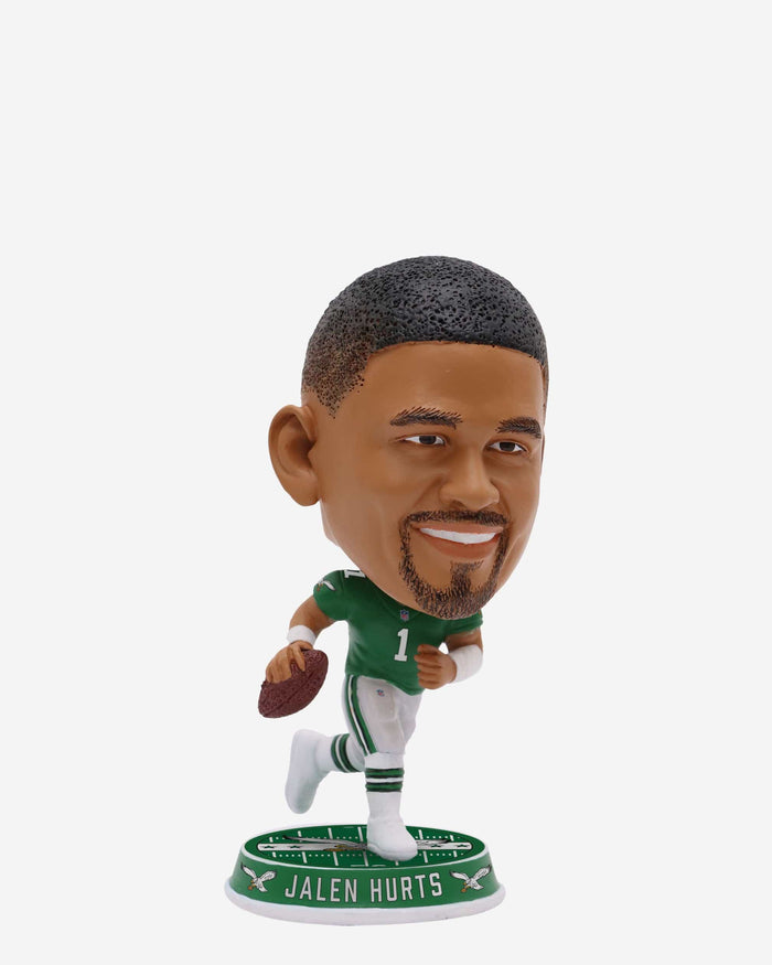 Jalen Hurts Philadelphia Eagles Kelly Green Uniform Field Stripe Mini Bighead Bobblehead FOCO - FOCO.com