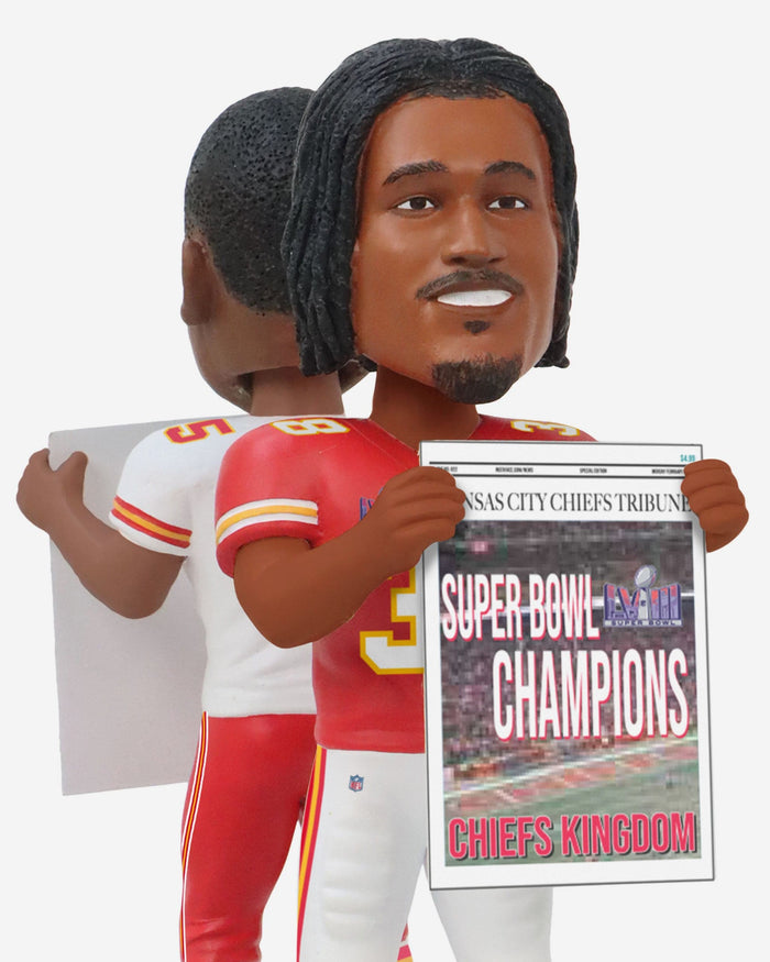 L'Jarius Sneed & Chris Jones Kansas City Chiefs Super Bowl LVIII Champions Dual Spinner Bobblehead FOCO - FOCO.com