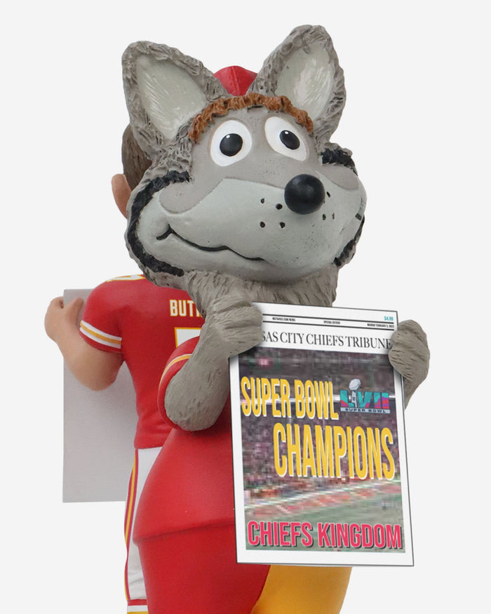 Harrison Butker & KC Wolf Kansas City Chiefs Super Bowl LVIII Champions Dual Spinner Bobblehead FOCO - FOCO.com