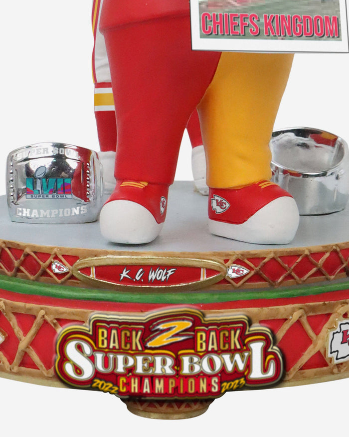 Harrison Butker & KC Wolf Kansas City Chiefs Super Bowl LVIII Champions Dual Spinner Bobblehead FOCO - FOCO.com
