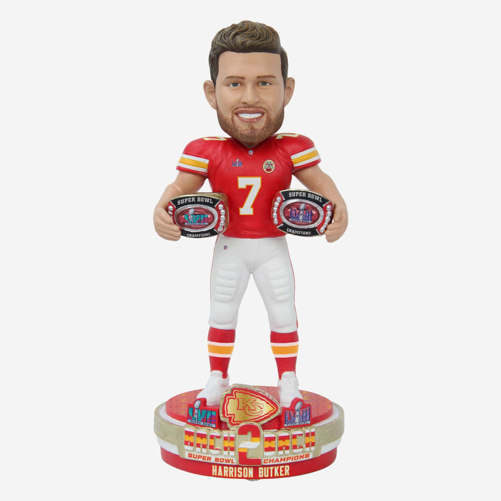 Harrision Butker Kansas City Chiefs Super Bowl LVIII Champions Bobblehead FOCO - FOCO.com