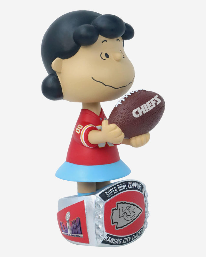 Lucy Van Pelt Peanuts Kansas City Chiefs Super Bowl LVIII Champions Ring Base Bobblehead FOCO - FOCO.com