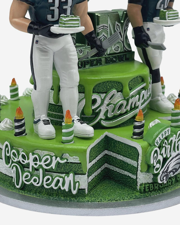 Saquon Barkley & Cooper DeJean Philadelphia Eagles Super Bowl LIX Champions Birthday Dual Bobblehead FOCO - FOCO.com