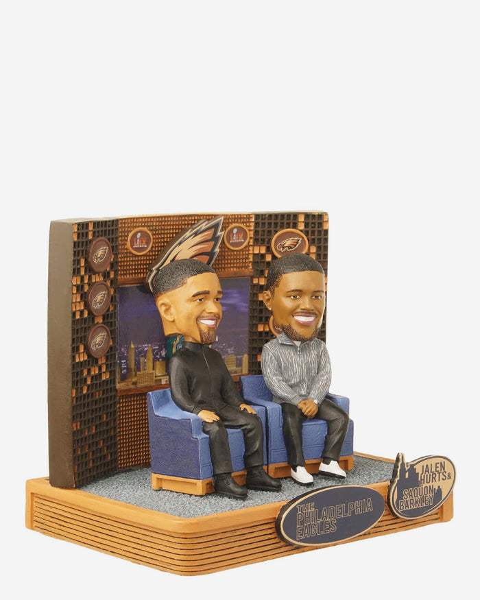 Saquon Barkley & Jalen Hurts Philadelphia Eagles Super Bowl LIX Champions Couch Dual Bobblehead FOCO - FOCO.com