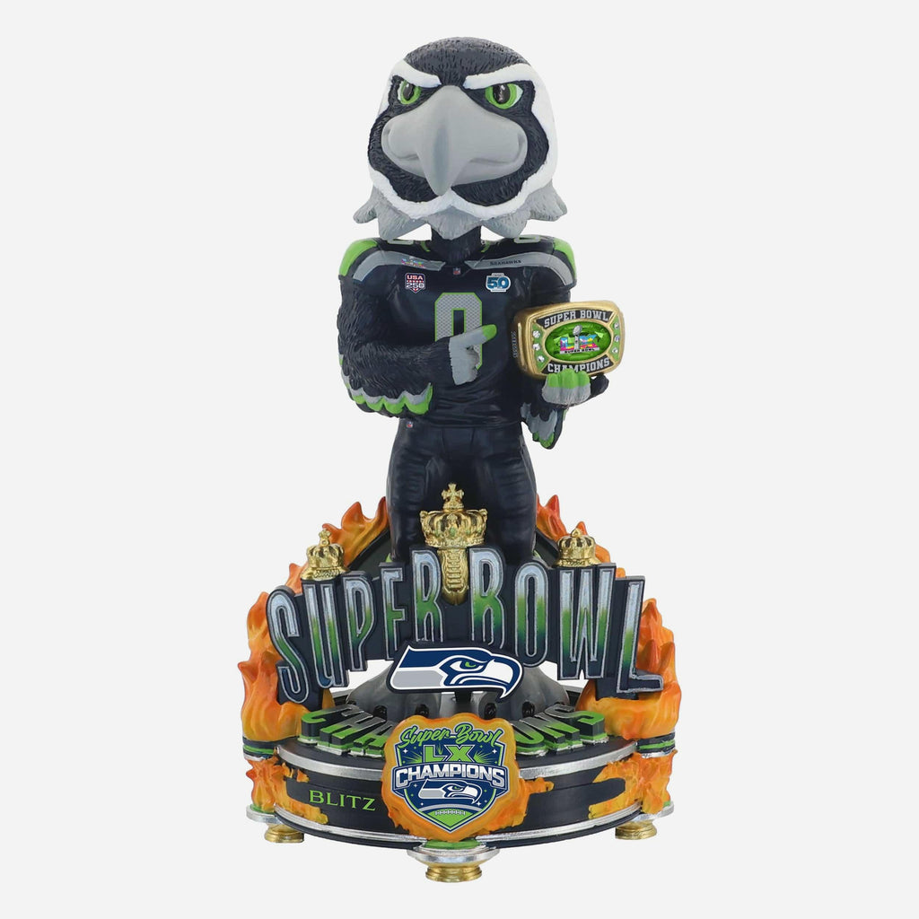 Blitz Seattle Seahawks Super Bowl LX Champions Mascot Celebration Bobblehead FOCO - FOCO.com