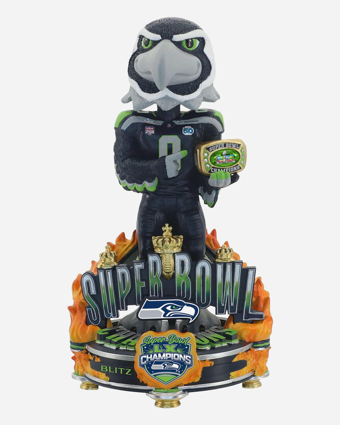Blitz Seattle Seahawks Super Bowl LX Champions Mascot Celebration Bobblehead FOCO - FOCO.com